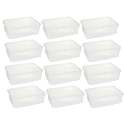 Kit 12 Cestos Organizadores Transparentes com Tampa 3,5l Plasvale Brinquedos Acessórios