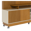 Ver imagem 3 de Home Theater Ares com Kit Rodizio Porta em MDF Frisado Para  TV's até 65 Polegadas - Cinamomo/Off Wh