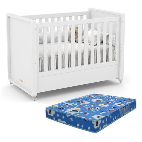 Berço Americano Tutto New Branco Soft e Colchão Baby Physical - Matic Móveis