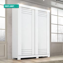 Guarda Roupa Solteiro 100% Mdf 2 Portas 2 Gavetas Ayla Acp Móveis Branco - 2