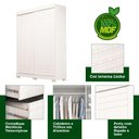Ver imagem 4 de Guarda Roupa Solteiro 100% Mdf 2 Portas 2 Gavetas Ayla Acp Móveis Branco