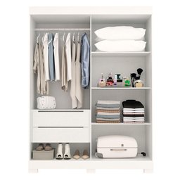Guarda Roupa Solteiro 100% Mdf 2 Portas 2 Gavetas Ayla Acp Móveis Branco - 5