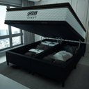 Ver imagem 2 de Cama Box Baú Queen Colchão Molas Pocket Ensacadas Tower 158x198x75cm Branco / Preto Gazin