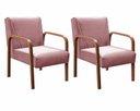 Ver imagem 2 de Kit Namoradeira Anita + 2 Poltronas Braço Madeira Decoração Recepção Sala - Veludo Rosê