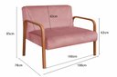 Ver imagem 6 de Kit Namoradeira Anita + 2 Poltronas Braço Madeira Decoração Recepção Sala - Veludo Rosê