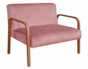 Ver imagem 3 de Kit Namoradeira Anita + 2 Poltronas Braço Madeira Decoração Recepção Sala - Veludo Rosê