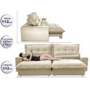 Ver imagem 7 de Sofa Retrátil e Reclinável 3,12m com Molas Ensacadas Cama Inbox Soft Tecido Suede Bege