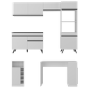 Ver imagem 5 de Armário de Cozinha com Bancada/mesa Gourmet Veneza Multimóveis Mp2174 Branco/preto