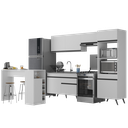 Ver imagem 2 de Armário de Cozinha com Bancada/mesa Gourmet Veneza Multimóveis Mp2174 Branco/preto