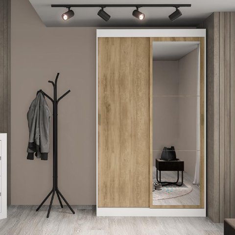 Guarda-roupa Casal Nivus 2 Portas de Correr com Espelho 2 Gavetas Carraro