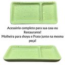 Ver imagem 3 de Kit 2 Pessoas Oriental com Jarra e Prato com Divisória de Shoyu Porcelana Verde