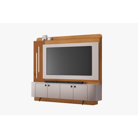 Home Dominus Ideal para Tv até 65'' com Led e Pés Metálicos:cinamomo / Off
