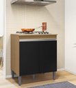 Ver imagem 2 de Balcão para Cooktop Andréia 02 Portas e Puxador Perfil Embutido - Amêndoa Preto Ajl