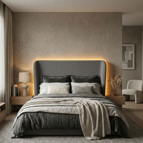 Cabeceira Cama Casal Livia 140cm Orgânica Curva Bouclê - Montanari's Decor