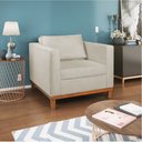 Ver imagem 3 de Kit Sofá 3 Lugares e 2 Poltronas Europa 180 cm Estilo Conforto e Elegância Linho Bege - Amarena