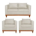 Ver imagem 1 de Kit Sofá 3 Lugares e 2 Poltronas Europa 180 cm Estilo Conforto e Elegância Linho Bege - Amarena