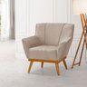 Poltrona Adria Moderna em Veludo Bege com Pés de Madeira - 1
