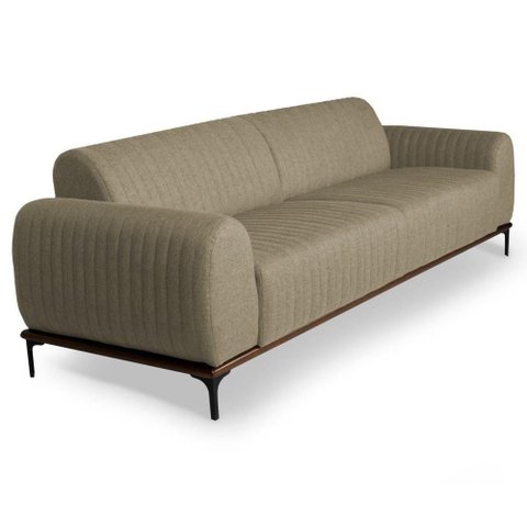 Sofá 260cm 4 Lugares Pés Preto Molino C-129 Linho Bege