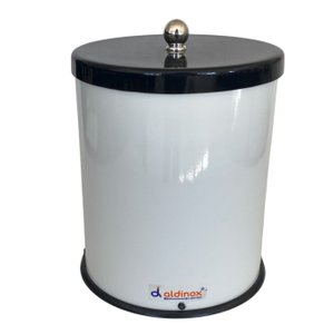 Lixeira 5 Litros Esmaltada Com Tampa Banheiro Cozinha Escritório - Branca Com Tampa Preta