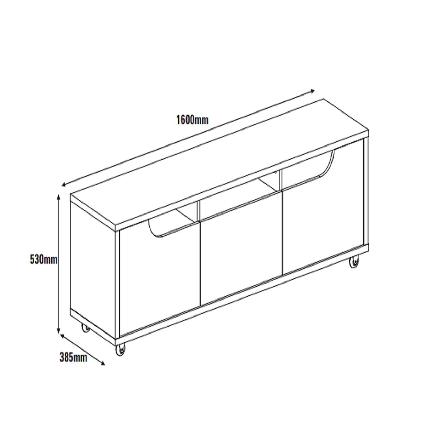 Rack para TV até 60 Polegadas 160cm 1 Gaveta 2 Portas Jersey  - 3