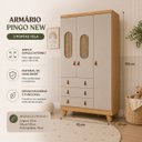 Ver imagem 2 de Guarda Roupas Pingo Quarto Bebê 3 Portas Janela com Tela - Off White com Amêndoa
