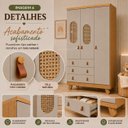 Ver imagem 3 de Guarda Roupas Pingo Quarto Bebê 3 Portas Janela com Tela - Off White com Amêndoa