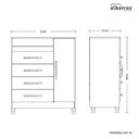Ver imagem 5 de Cômoda Turquesa 1 Porta e 4 Gavetas Cinamomo/off White - Móveis Albatroz