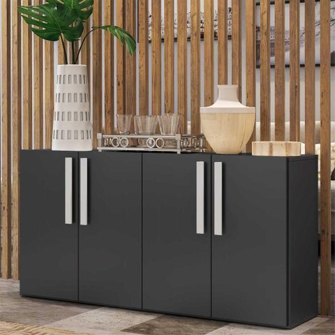 Aparador Buffet 4 Portas Viena Multimóveis Preto/Branco