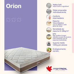 Colchão Solteirão  Orion Molas Ensacadas Linha 28X 198X 108 cm Branco/Tabaco - 3