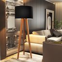 Ver imagem 1 de Luminária de Chão Tripé Delta com Cúpula Abajur Black/nature