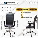 Ver imagem 5 de Cadeira Escritório Presidente Executiva Ergonômica Apoio Lombar Nr17 Giratória Costura Esteirinha