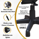 Ver imagem 7 de Cadeira Escritório Presidente Executiva Ergonômica Apoio Lombar Nr17 Giratória Costura Esteirinha