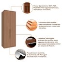 Ver imagem 3 de Guarda Roupa 2 Portas e Colmeia 245cm Setiba Plus Rimo Carvalho/carvalho