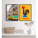 Ver imagem 1 de Kit 2 Quadros Portugal- Galo Barcelos e Bondinho 33x24cm:madeira Preta