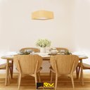 Ver imagem 3 de Lustre Pendente Madeira Arredondado 30x30cm Marfim