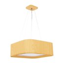 Ver imagem 1 de Lustre Pendente Madeira Arredondado 30x30cm Marfim