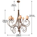 Ver imagem 2 de Lustre Provençal com Cúpulas Rústicas de Algodão p/ Casa Alto Padrão - Dourado