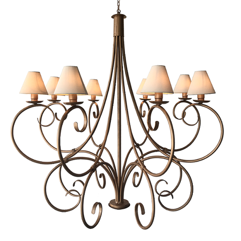 Lustre Provençal com Cúpulas Rústicas de Algodão p/ Casa Alto Padrão - Dourado