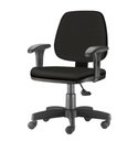 Ver imagem 1 de Cadeira Job com Bracos Curvados Assento Fixo Courino Base Rodizio Metalico Preto - 54597