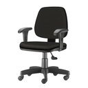 Ver imagem 1 de Cadeira Job com Bracos Curvados Assento Fixo Courino Base Rodizio Metalico Preto - 54597
