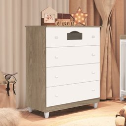 Quarto de Bebê com Berço 3 em 1 Roupeiro 3 Portas 2 Gavetas Cômoda 4 Gavetas Portugal Móveis Bonatto - 12
