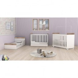 Quarto de Bebê com Berço 3 em 1 Roupeiro 3 Portas 2 Gavetas Cômoda 4 Gavetas Portugal Móveis Bonatto - 2