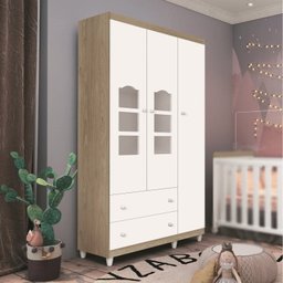 Quarto de Bebê com Berço 3 em 1 Roupeiro 3 Portas 2 Gavetas Cômoda 4 Gavetas Portugal Móveis Bonatto - 9