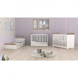 Quarto de Bebê com Berço 3 em 1 Roupeiro 3 Portas 2 Gavetas Cômoda 4 Gavetas Portugal Móveis Bonatto - 2