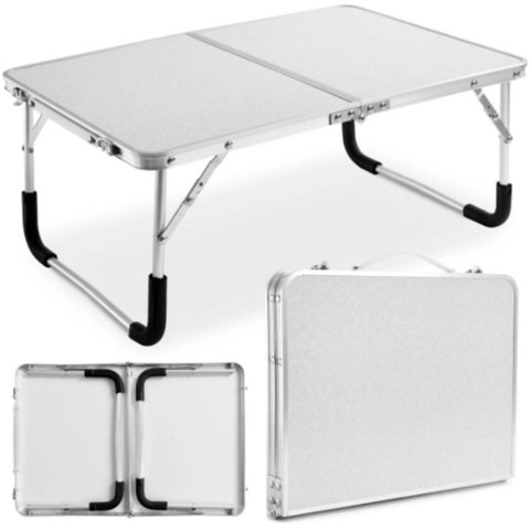 Mesa Notebook Vira Maleta Suporte Estudo Laptop Dobravel de Aluminio com Tampo MDF Cama Camping Sofa
