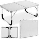 Ver imagem 1 de Mesa Notebook Vira Maleta Suporte Estudo Laptop Dobravel de Aluminio com Tampo MDF Cama Camping Sofa