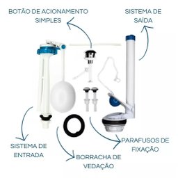Kit Completo Reparo Simples Entrada e Saída Caixa Acoplada para o Vaso Logasa 1.6gpf 6.0lpf - 2