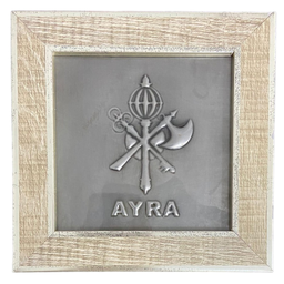 Quadro Xangô Ayra Orixá Madeira Carvalho e Metal 13 X13 Cm - 1