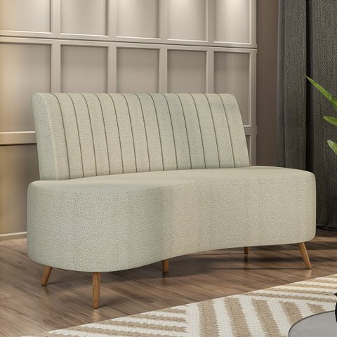 Sofá Living Decorativo 2 Lugares 1,60M Katara Bege Bouclê G33 - Gran Belo