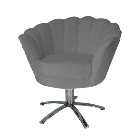 Conjunto 2 Poltronas Estofada Com Base Giratória de Metal Pétala Suede Cinza - LM DECOR